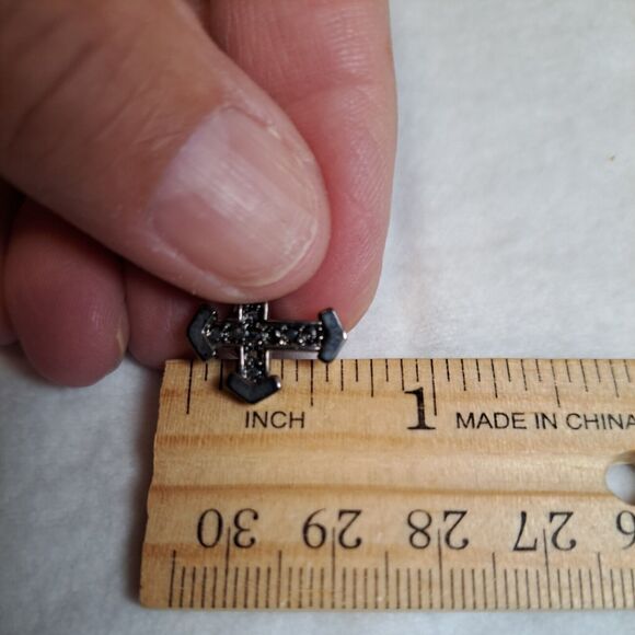 Stainless Steel Cross Earrings Goth Dark Academia Gray Pierced New - Picture 5 of 5